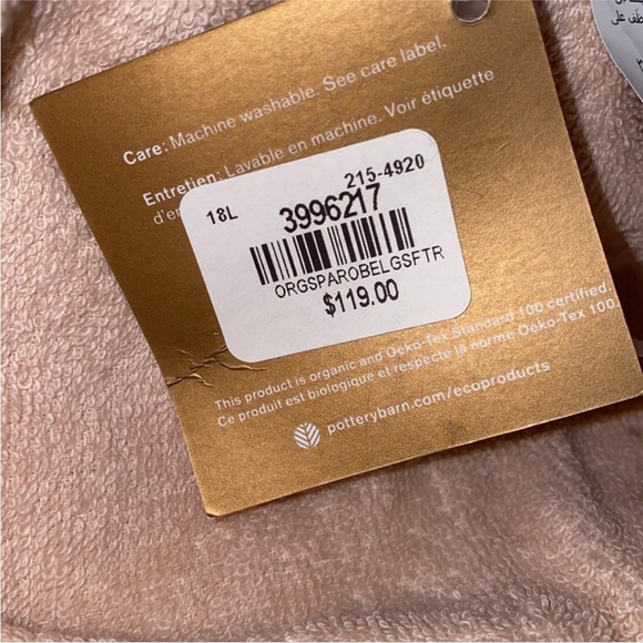 NWT Pottery Barn Organic Cotton Spa Robe Large - Picture 9 of 9
